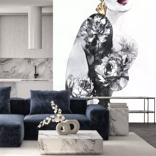 Papier peint  Woman with flowers. beauty background. fashion illustration. watercolor painting