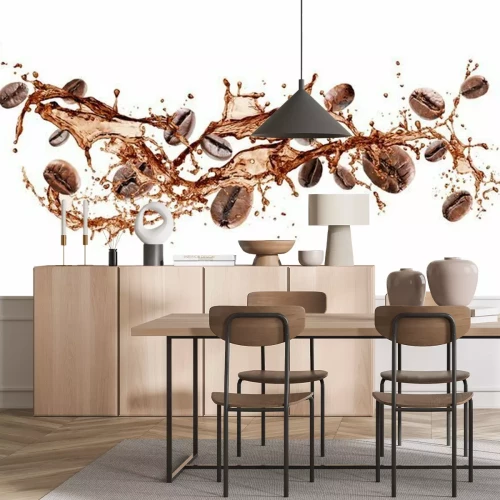 Papier peint  Grains de café éclaboussés