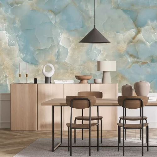 Papier peint  Marbre bleu beige comme l'eau