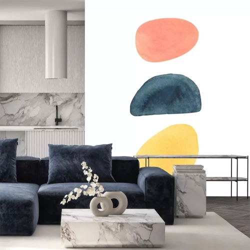 Sticker  Modern watercolor  spring, summer trend palette. Watercolor set of abstract hand drawn i aesthetic forms, brush strokes, freehand colors elements, shapes. Abstract collage backgrounds.