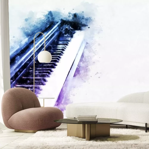 Sticker  Aquarelle bleu-violette d'un piano