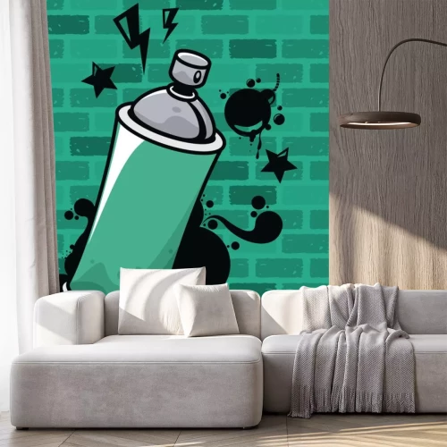 Sticker  graffiti urban style poster with paint spray bottle