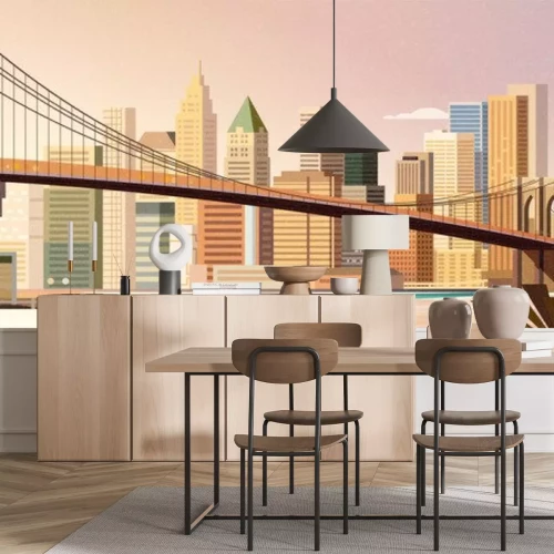 Sticker  Brooklyn bridge city scene