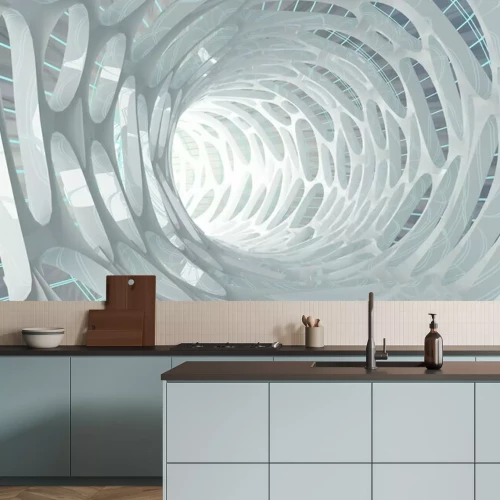 Papier peint  Tunnel blanc abstrait avec roues