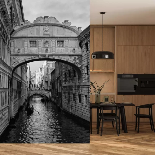 Papier peint  Pont des Soupirs à Venise en noir et blanc