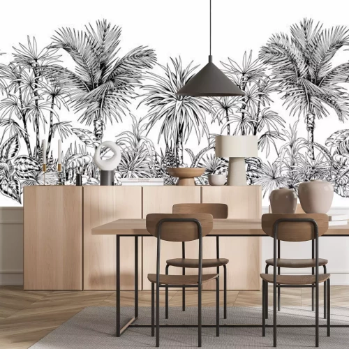 Papier peint  Palmiers dessinés à la main dans un style tropical