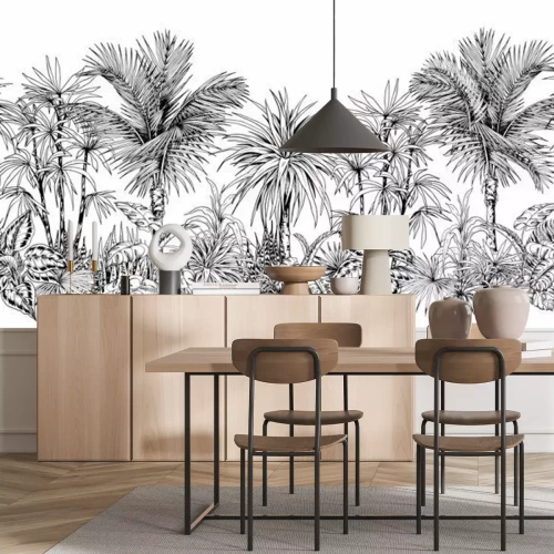 Sticker  Palmiers dessinés à la main dans un style tropical