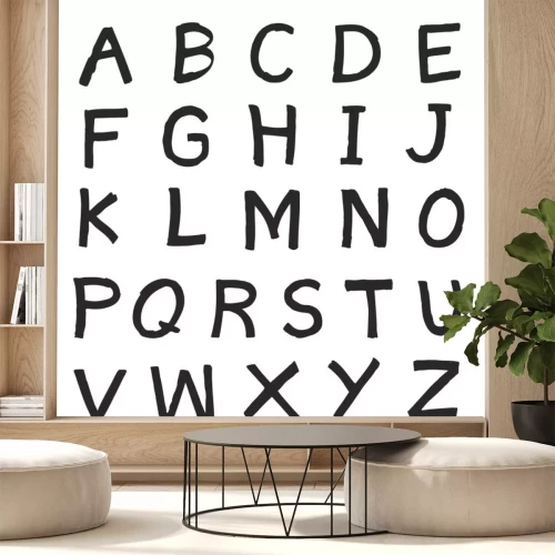 Sticker  Alphabet noir lettres imprimées simples