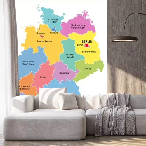 Sticker  Germany political map. Multicolored states of Federal Republic of Germany with capital Berlin and 16 partly-sovereign states. Central and Western Europe country. English labeling. Illustration. Vector