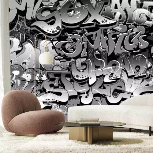 Papier peint  Texte gris sur un mur