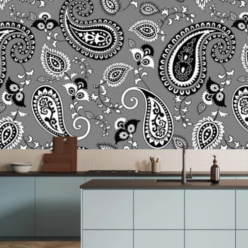 Sticker  Motif cachemire sur fond gris foncé