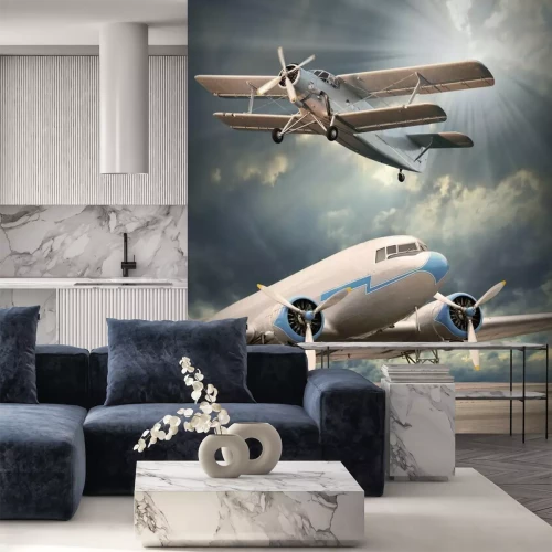 Papier peint  Avions vintage dans un aéroport