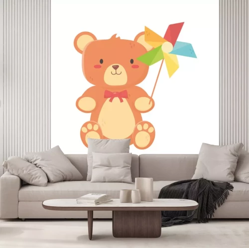 Sticker  kids toy, teddy bear and pinwheel with stick toys