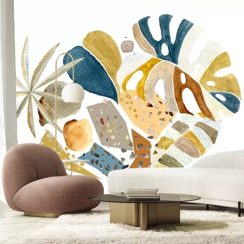 Sticker  Watercolor terrazzo flooring pattern. Classic italian floor design in Venetian style