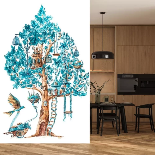 Sticker  Un arbre aux feuilles turquoises