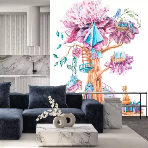 Sticker  Arbre rose de conte de fées