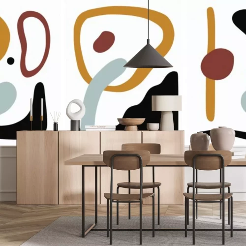 Sticker  mid century modern abstract art minimalist design,vector illustration set