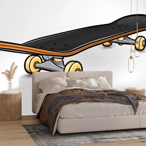 Sticker  Skateboard noir sur fond clair