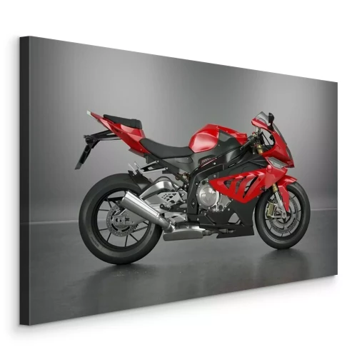 Tableau  Une moto puissante avec des accents rouges sur fond gris