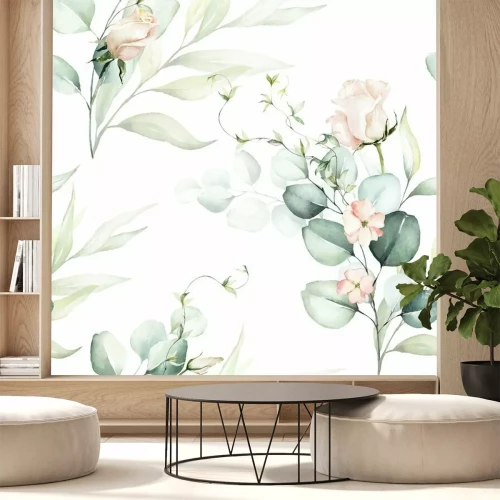 Papier peint  Composition de plantes en aquarelle