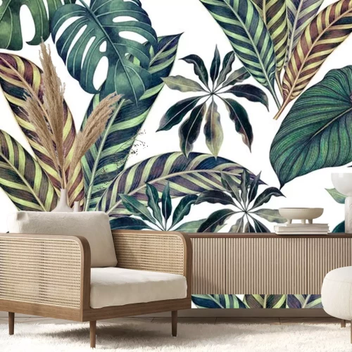 Sticker  Feuilles multicolores de plantes tropicales