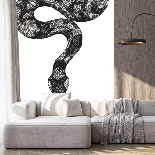 Sticker  Dessin noir et blanc d'un serpent avec sa langue qui sort