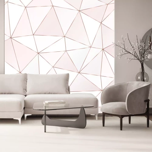 Sticker  Rose gold polygonal seamless pattern with triangle tiles.