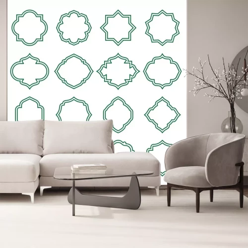 Sticker  islamic vintage shapes. lines frames ornate, badges, labels set