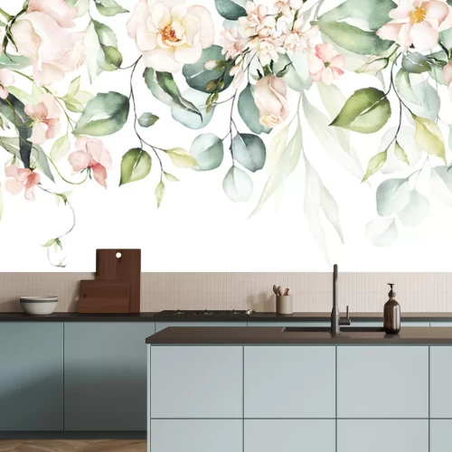 Papier peint  Plantes et fleurs en aquarelle