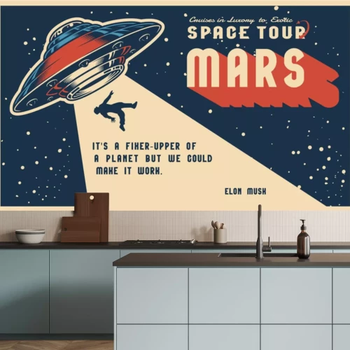 Sticker  Space vintage colorful horizontal poster