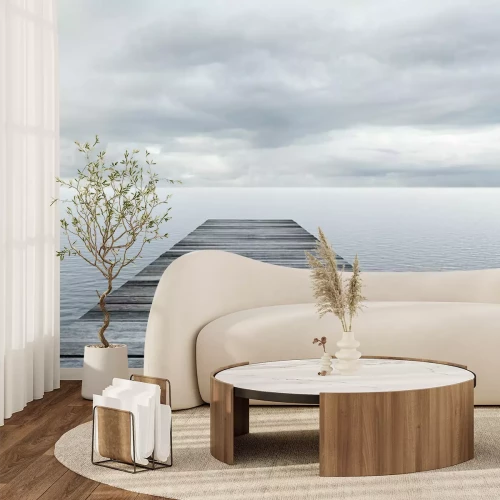 Papier peint  Jetée en bois sur une eau calme