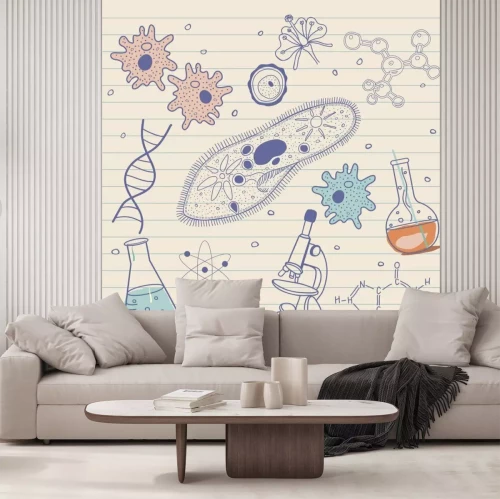 Papier peint  Biologie esquisse fond dans le style vintage