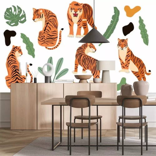 Sticker  Cute animal object collection with leopard,tiger. illustration for icon,logo,sticker,printable