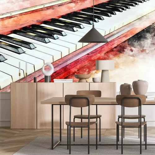 Papier peint  Piano orange abstrait