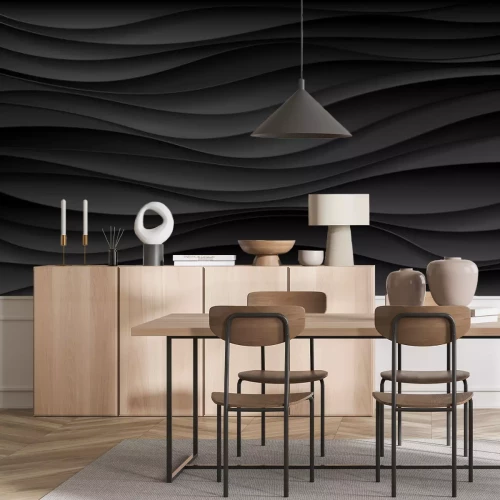 Papier peint  Ondes 3D noires