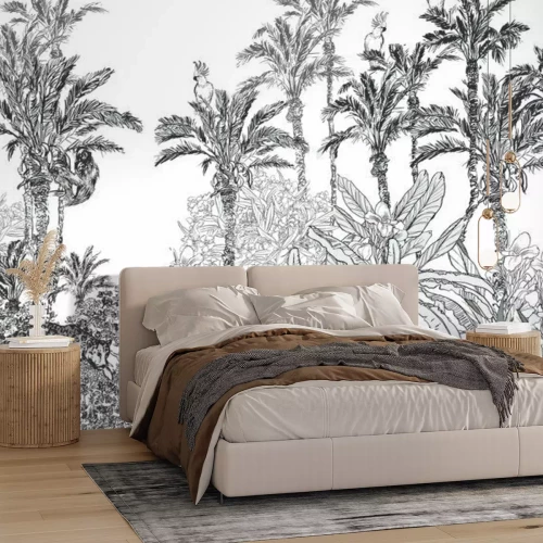 Papier peint  Palmiers esquissés