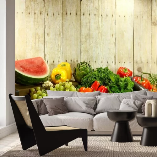 Papier peint  Légumes et fruits sur une table