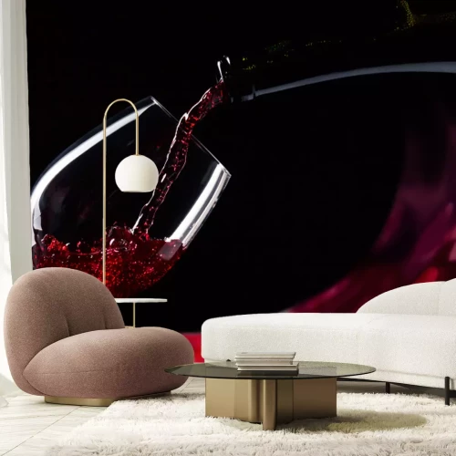 Papier peint  Bouteilles et verres de vin rouge