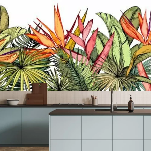 Sticker  Plantes tropicales sur fond blanc