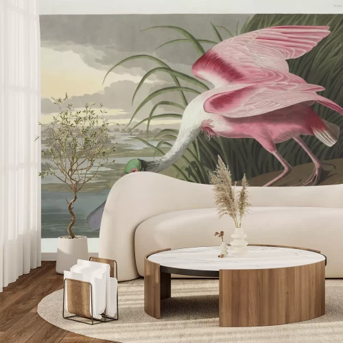 Papier peint  Spatule rosée