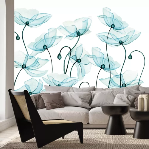 Papier peint  Pavots bleus