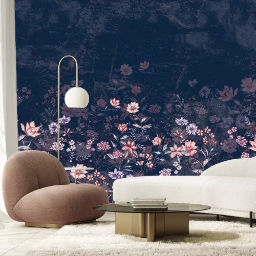 Papier peint  Fleurs sur fond de ciel nocturne