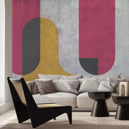 Papier peint  Géométrie colorée sur fond béton
