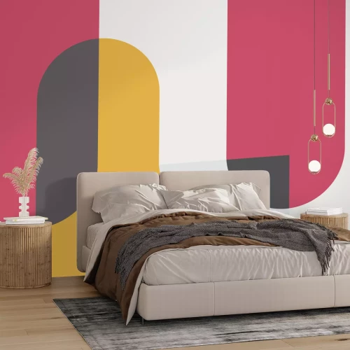 Papier peint  Géométrie colorée sur fond blanc