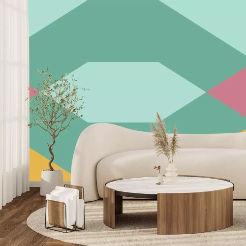 Papier peint  Figures géométriques à dominante verte