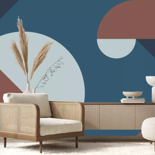 Papier peint  Composition géométrique avec un accent bleu marine