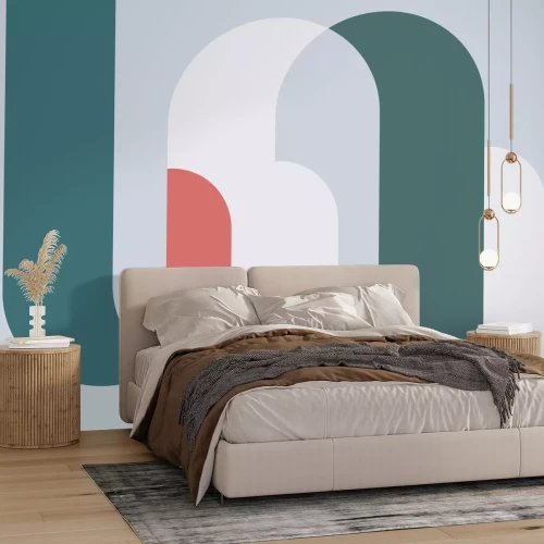 Papier peint  Configuration géométrique couleur living coral