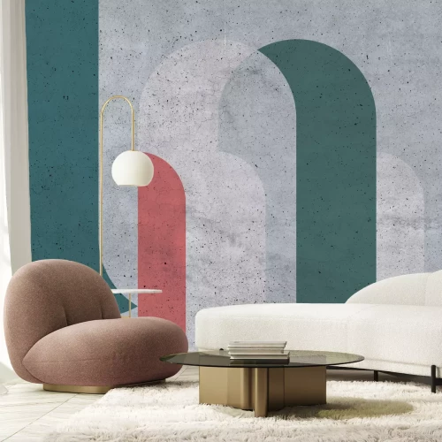 Papier peint  Configuration couleur living coral texture béton