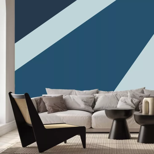 Papier peint  Bloc géométrique avec élément bleu marine