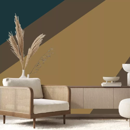 Papier peint  Bloc géométrique avec élément vert